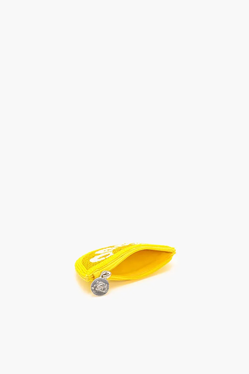 Citrus Splash Beaded Pouch - Lemon