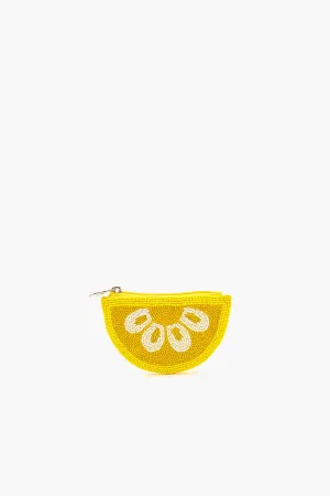 Citrus Splash Beaded Pouch - Lemon