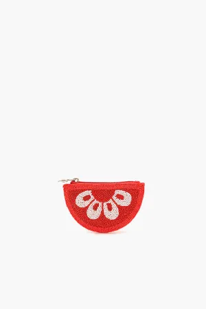 Citrus Splash Beaded Pouch - Watermelon