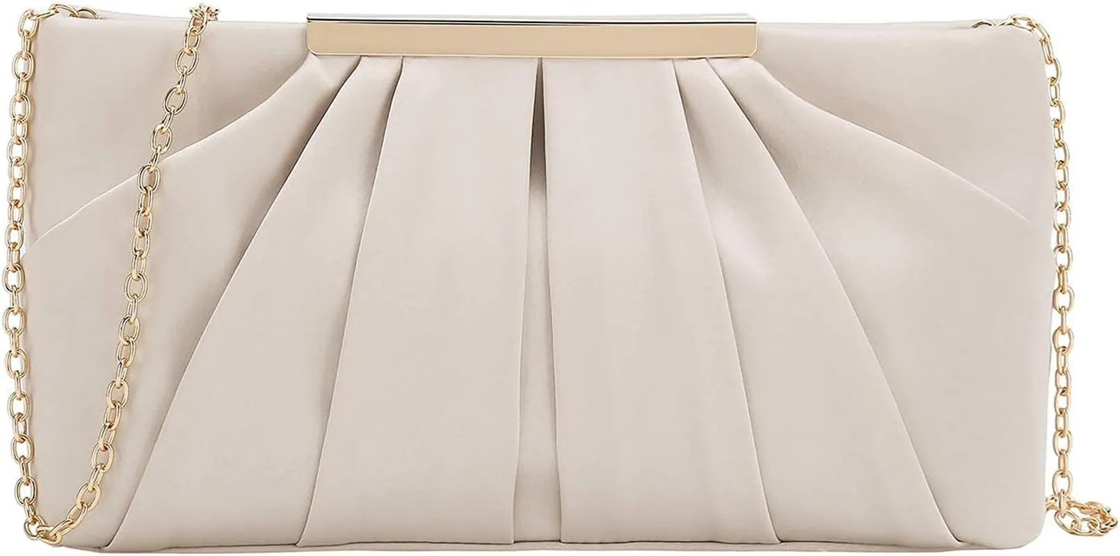 Clutch Evening Bag Elegant Pleated Satin Formal Handbag Simple Classy Purse for Women