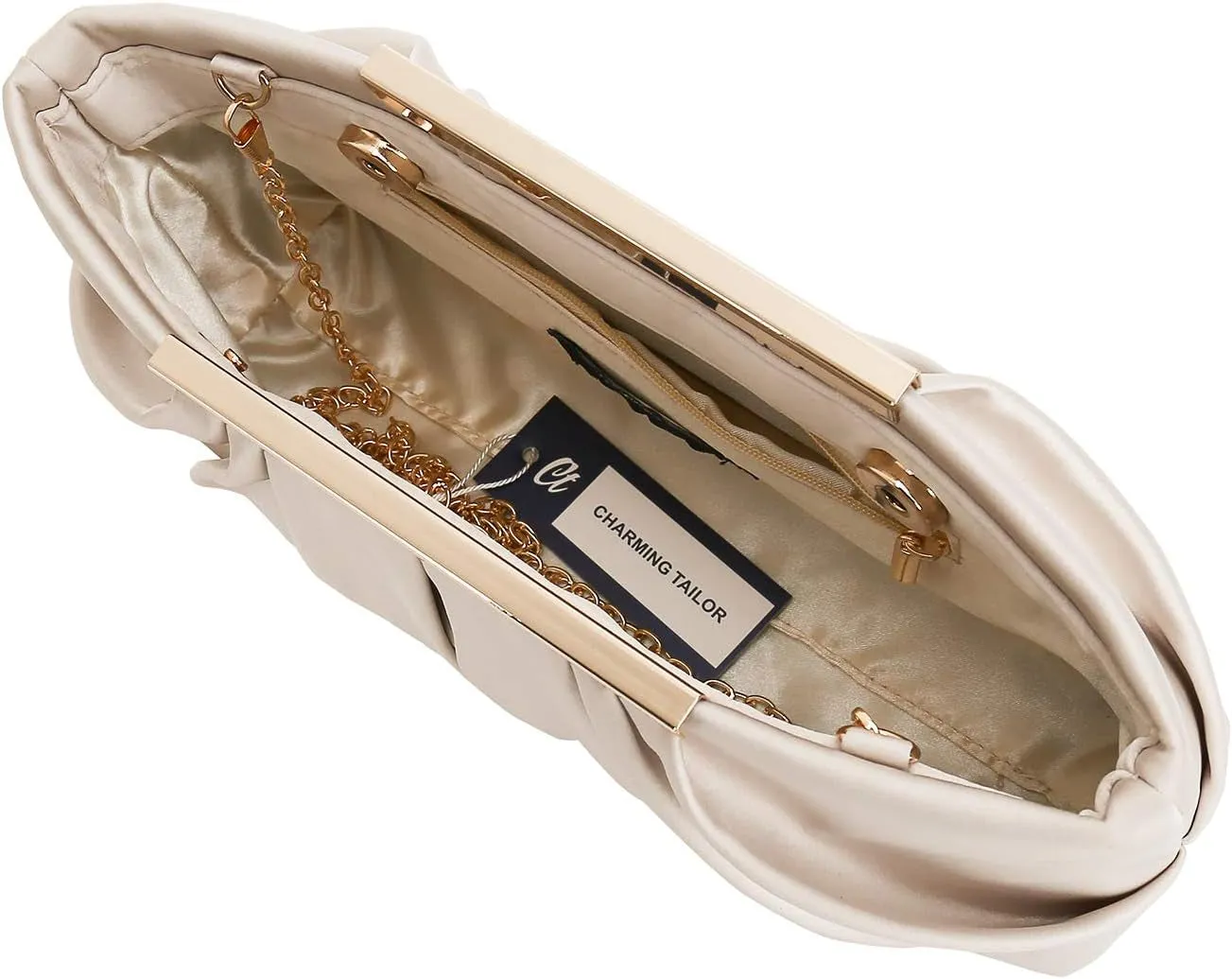 Clutch Evening Bag Elegant Pleated Satin Formal Handbag Simple Classy Purse for Women