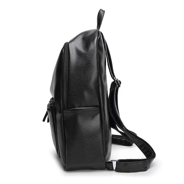CM-BG120103 Women Casual Seoul Style PU Vintage Backpack - Black
