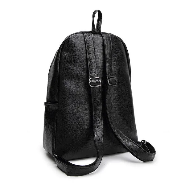 CM-BG120103 Women Casual Seoul Style PU Vintage Backpack - Black