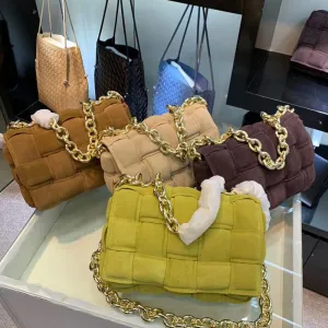Compact Suede Chain Shoulder Bag