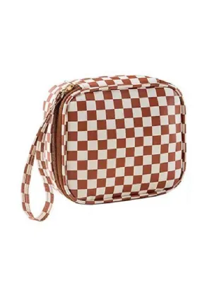 Cosmetic Bag - Camel Checker