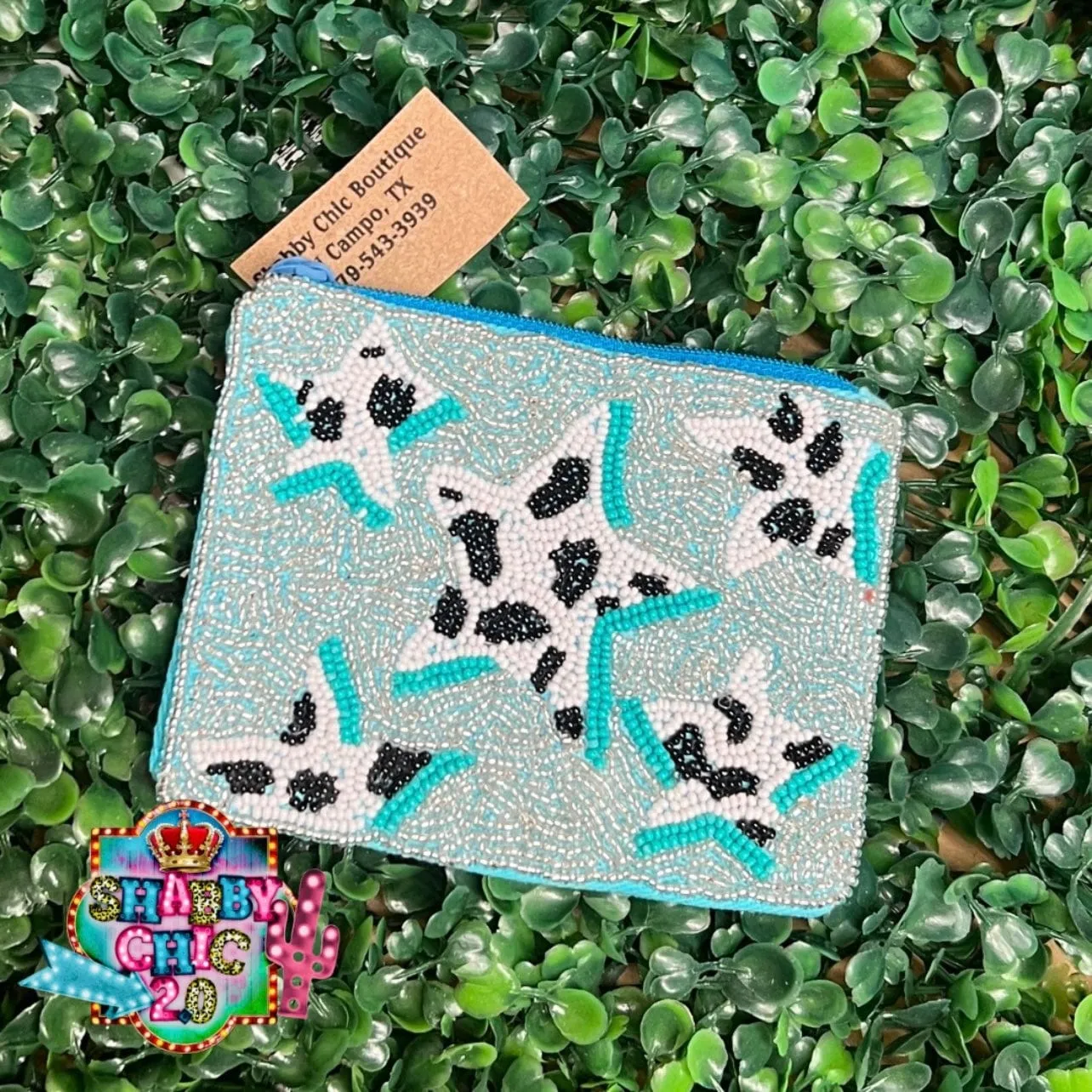 Cowprint Stars Beaded Bag