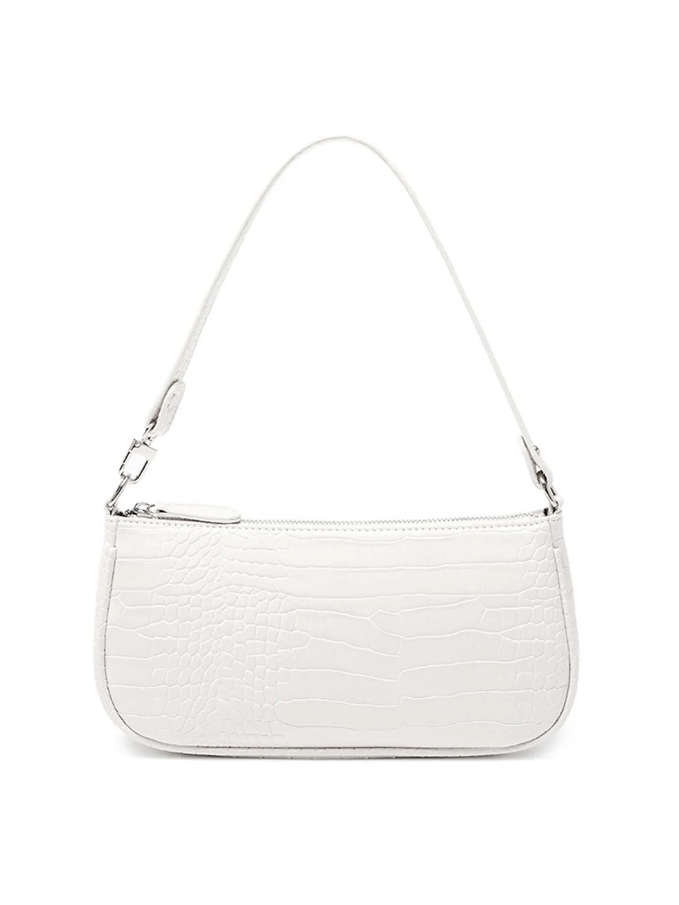 Croc Embossed Baguette Bag - White - FD ⚡
