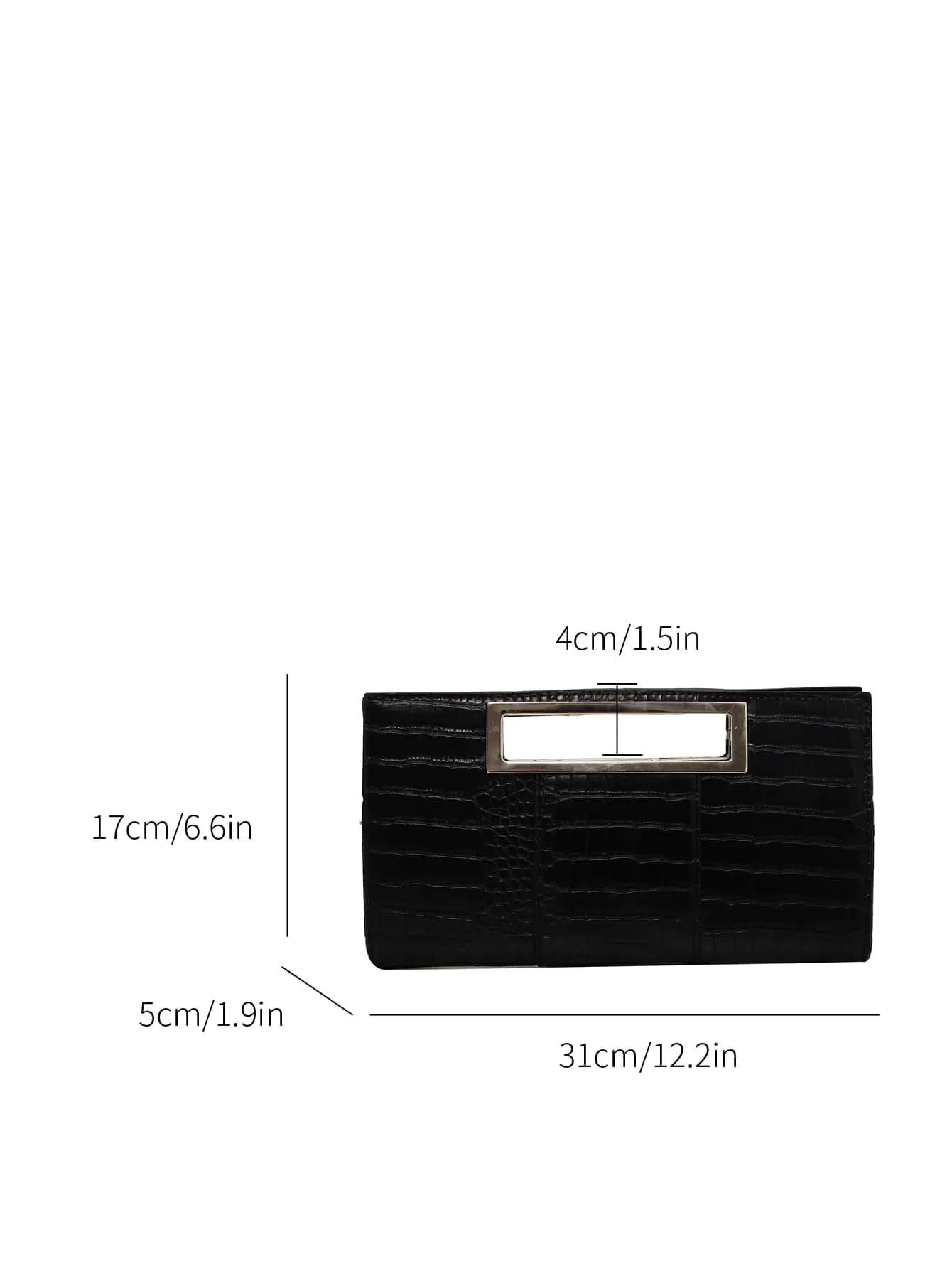 Crocodile Embossed Square Bag  - Black