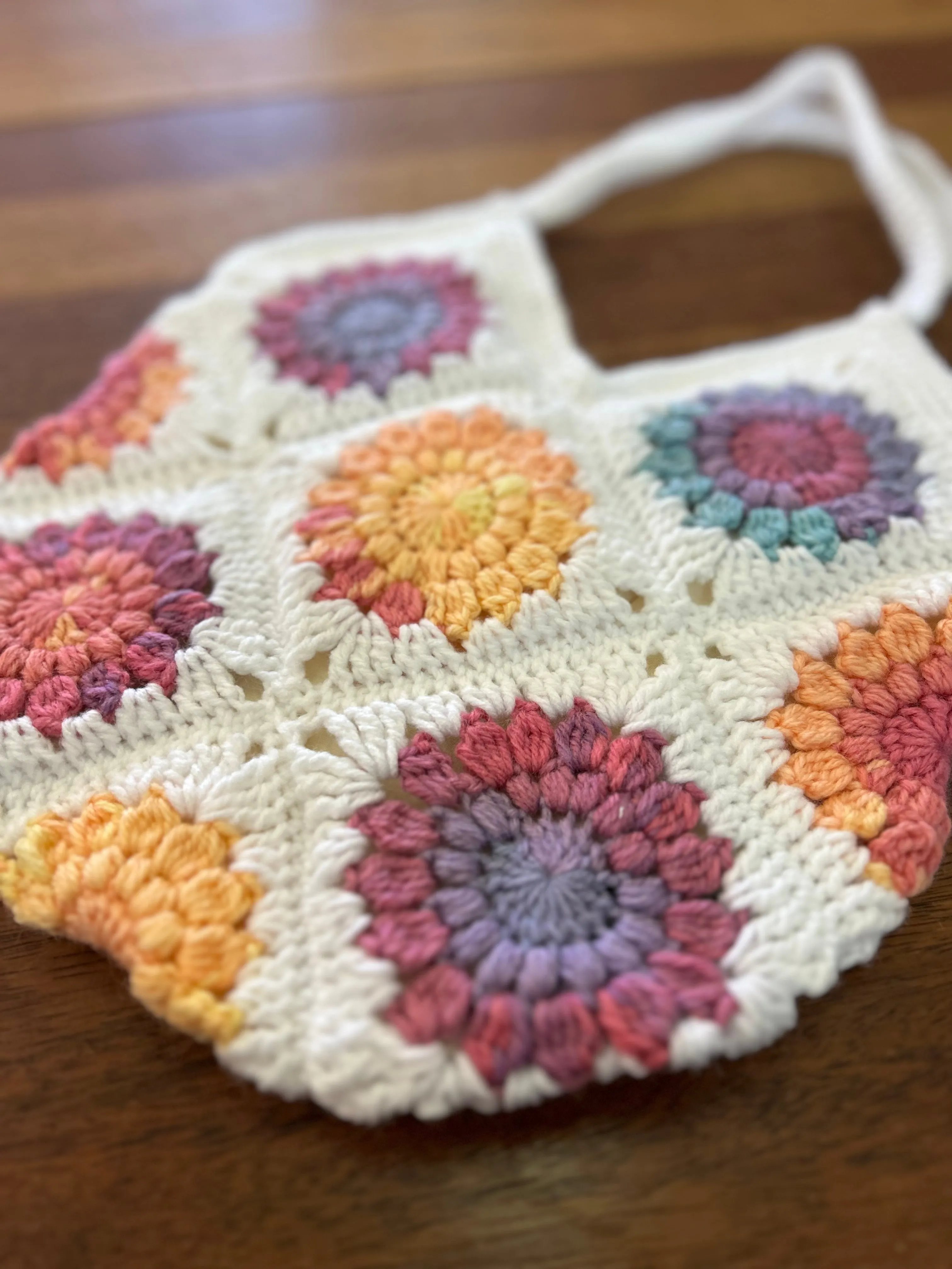 Custom order - Medium Sunburst Crocheted Lined Bag - Acrylic