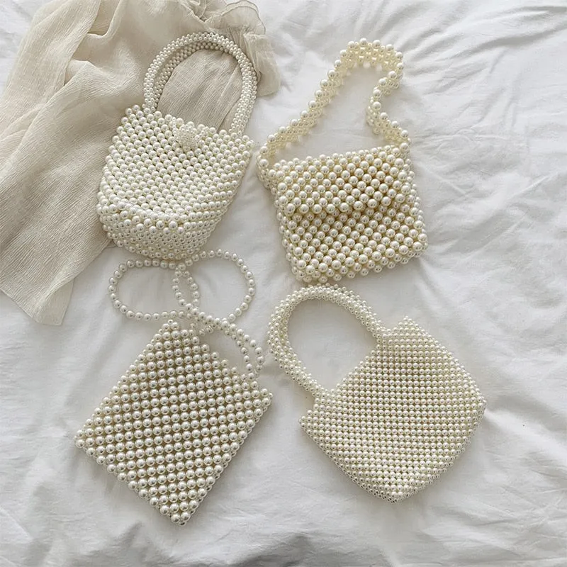 Cyflymder Mini Pearl Bag Handmade Vintage EVA Beaded Fashion Banquet Party Shoulder Bag Female Wedding Bags Luxury Women's Coin Purse