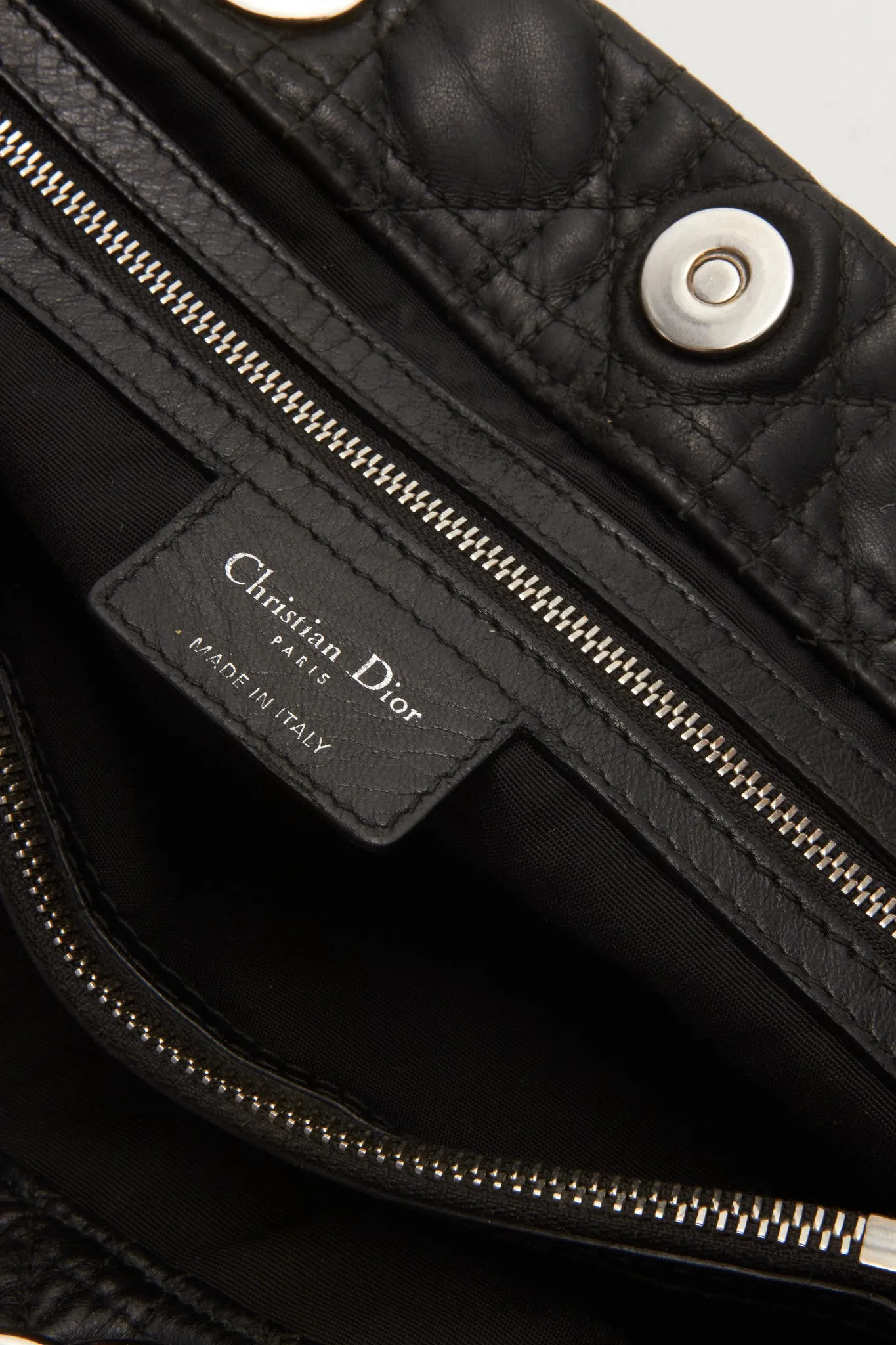 Dior Black Leather Cannage Chain Shopping Tote