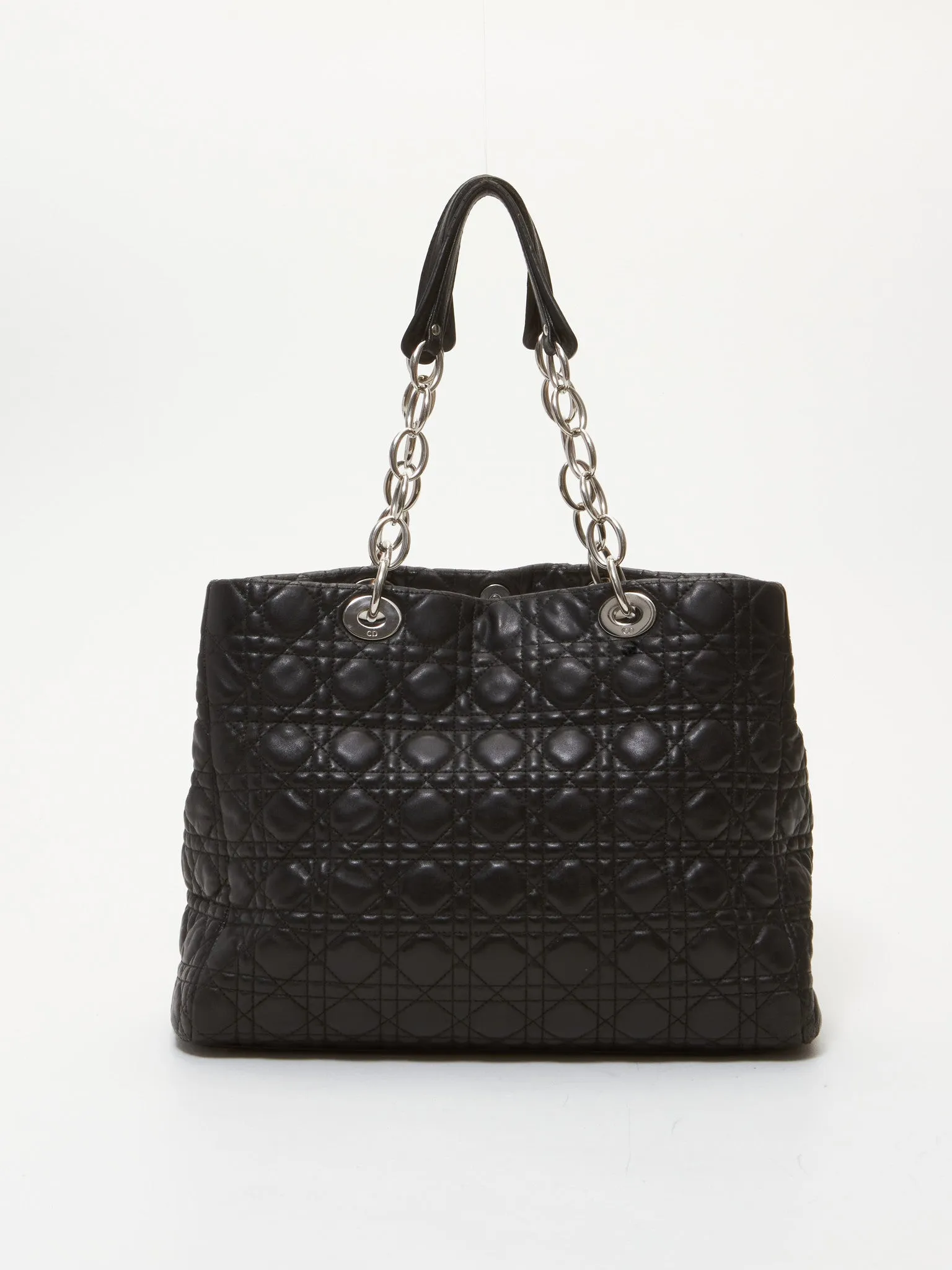 Dior Black Leather Cannage Chain Shopping Tote