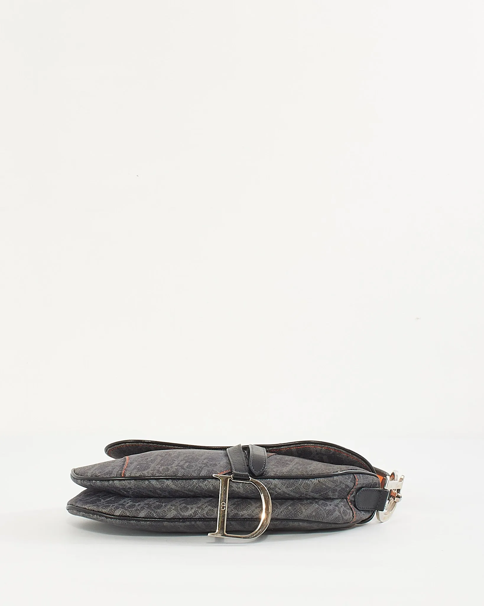 Dior Black/Orange Diorissimo Denim Flight Collection Saddle Bag