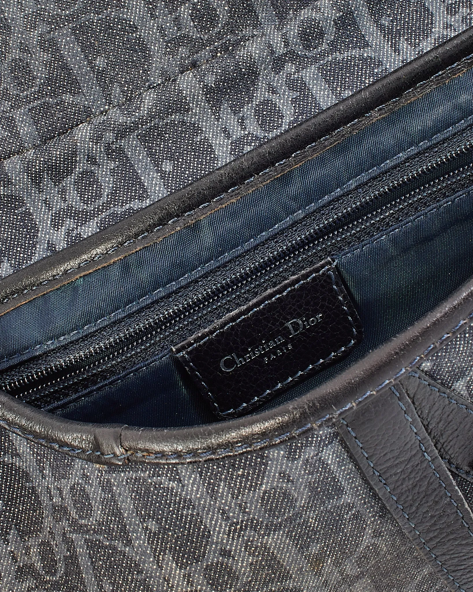 Dior Black/Orange Diorissimo Denim Flight Collection Saddle Bag