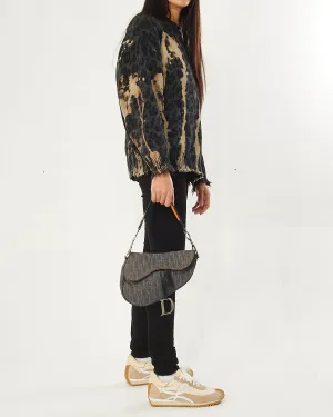 Dior Black/Orange Diorissimo Denim Flight Collection Saddle Bag