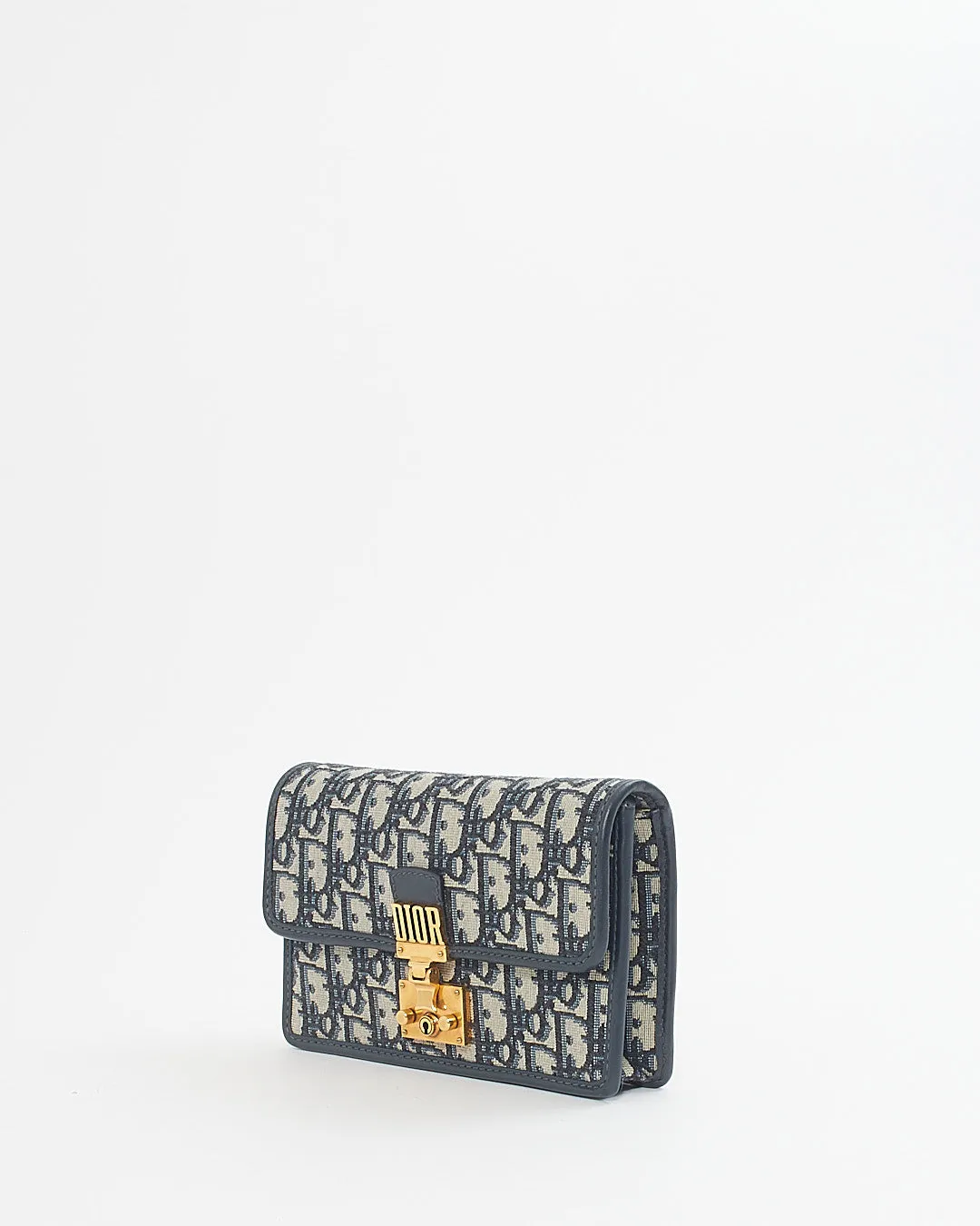 Dior Blue Oblique Canvas DiorAddict Wallet on Chain