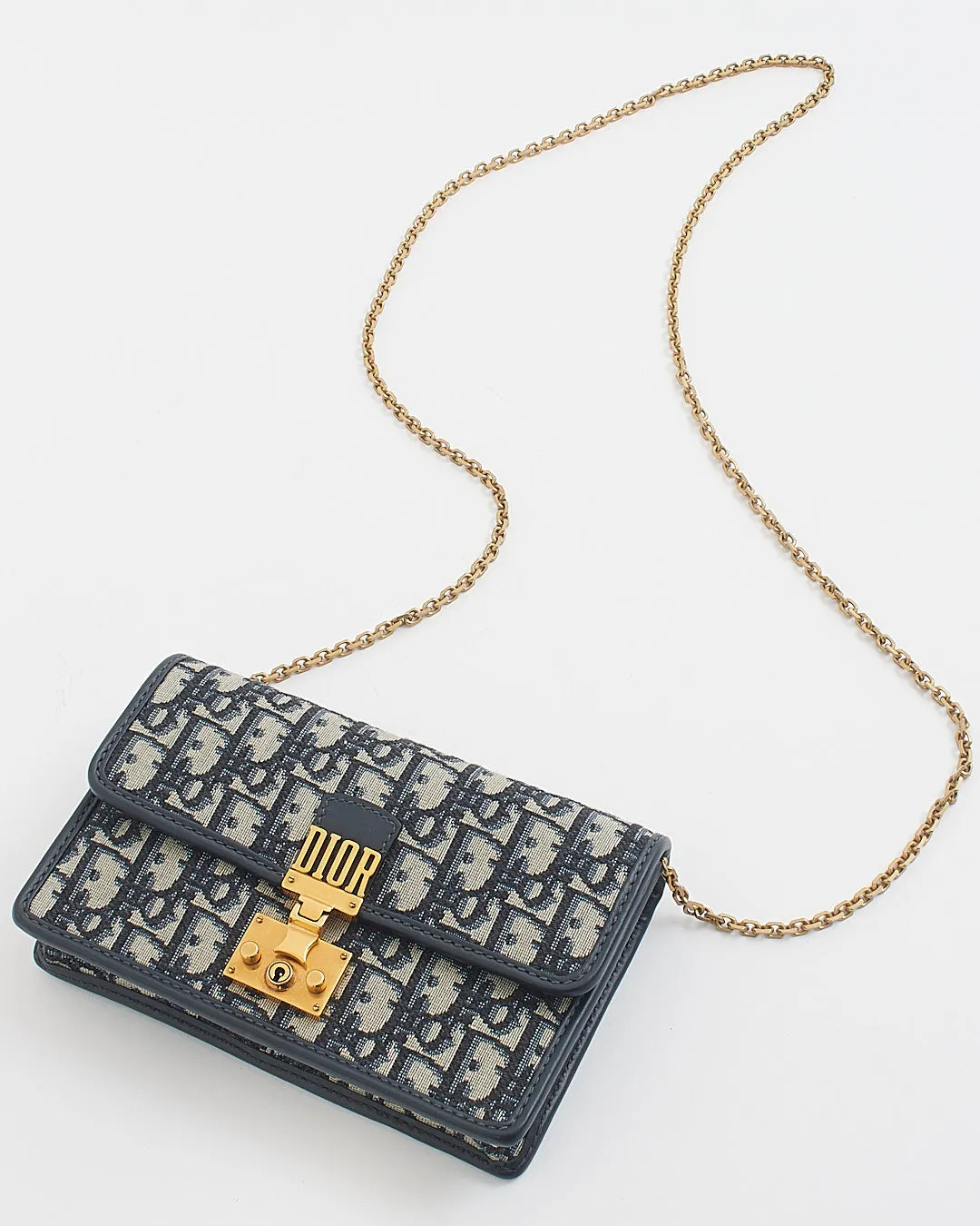 Dior Blue Oblique Canvas DiorAddict Wallet on Chain