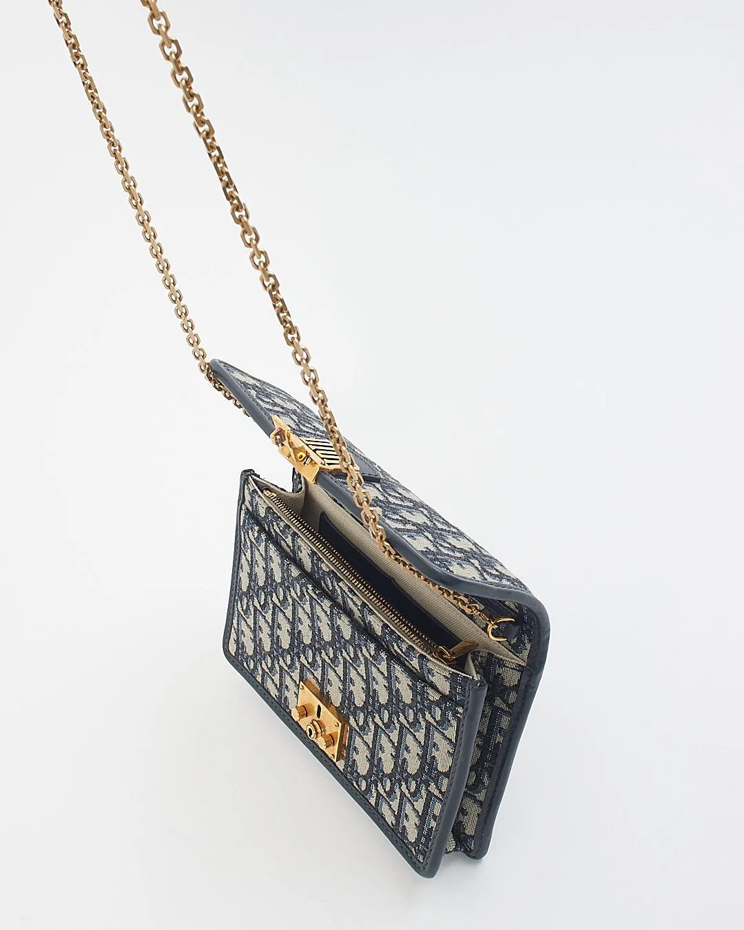 Dior Blue Oblique Canvas DiorAddict Wallet on Chain