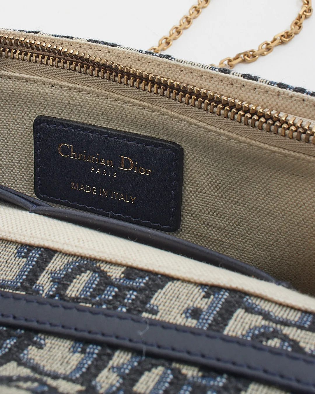 Dior Blue Oblique Canvas DiorAddict Wallet on Chain