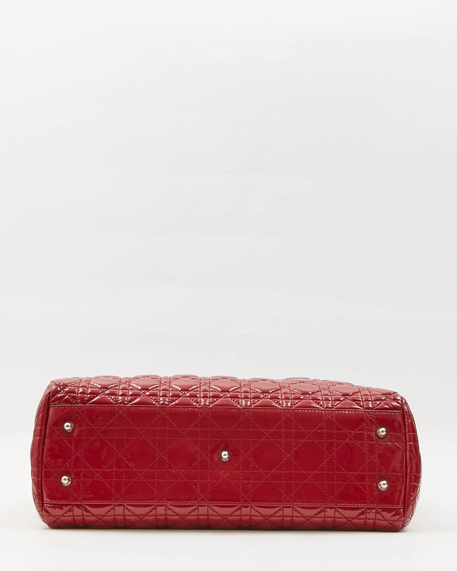 Dior Red Patent Leather Cannage Large Shopping Tote Bag