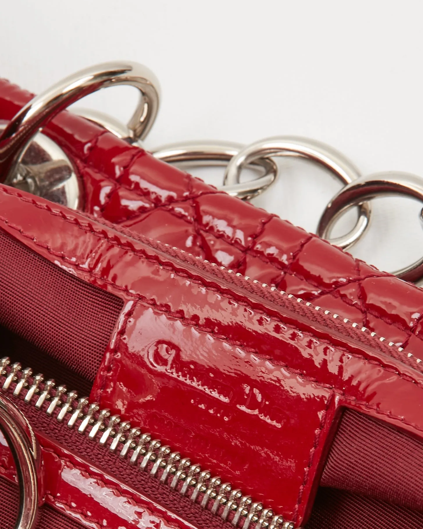 Dior Red Patent Leather Cannage Large Shopping Tote Bag