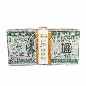 Dollar Print Sequins Rhinestone Evening Bags