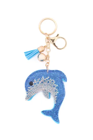 DOLPHIN TASSEL RHINESTONE KEYCHAIN