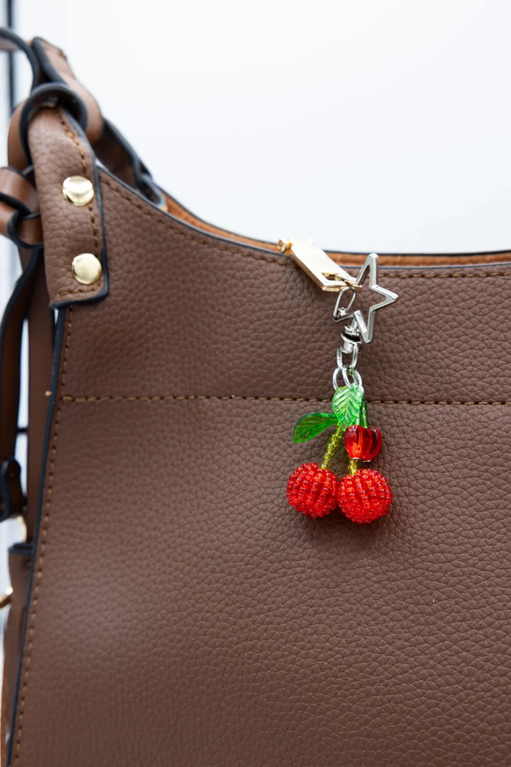 Double Beaded Cherry Purse Charm in Silver | CH118