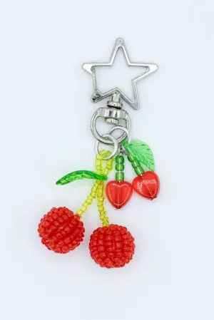 Double Beaded Cherry Purse Charm in Silver | CH118