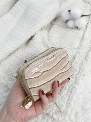 Double-layer Accordion Style Card Holder Wallet - Beige