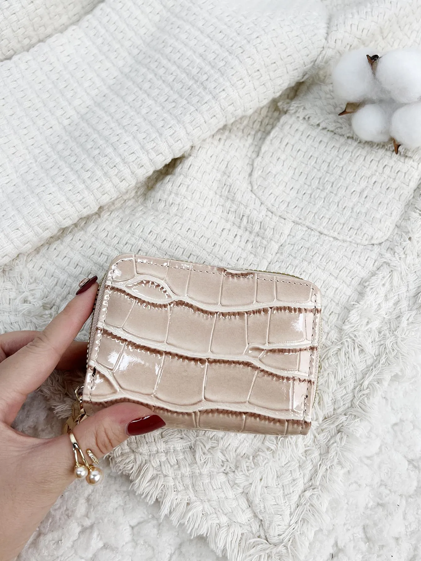 Double-layer Accordion Style Card Holder Wallet - Beige