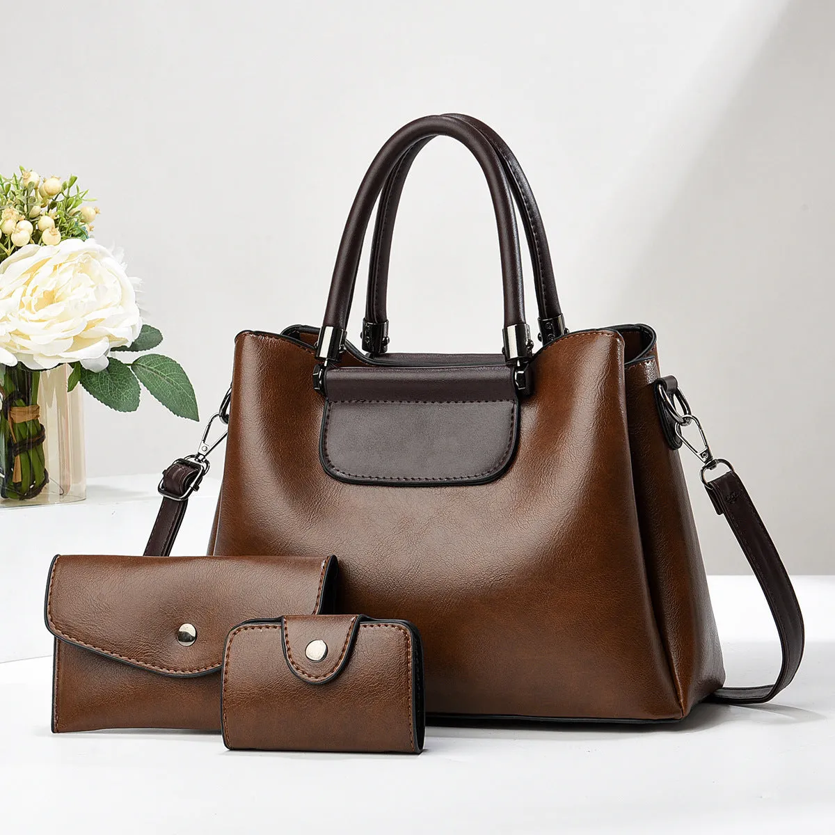 Elegant Handbag Soft Leather Set