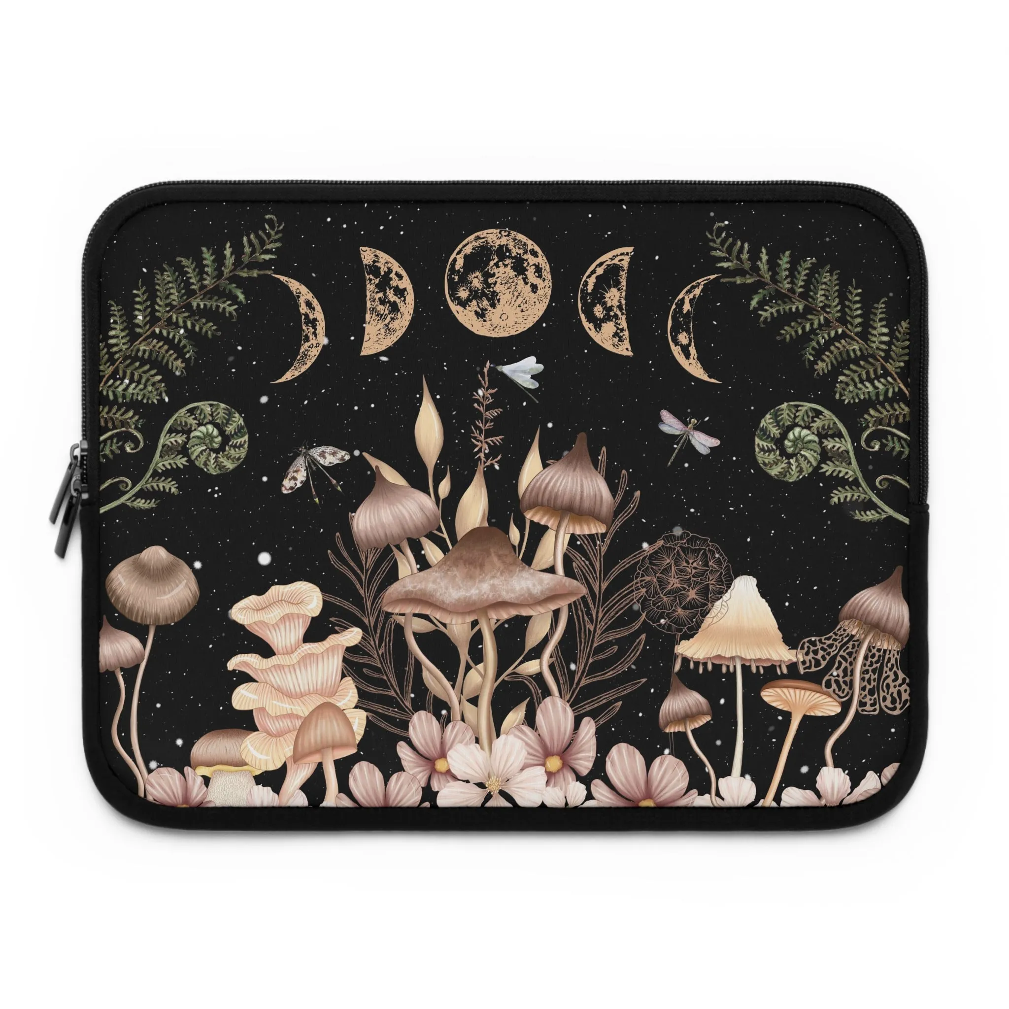 Elegant Mushrooms Moon Phases Laptop Case, laptop sleeve