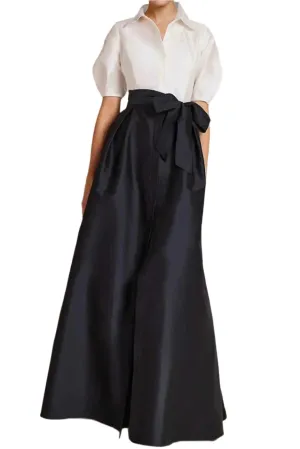 Elegant Shirt Collar Short Sleeves Floor Length Mother Of The Bride Dresses
