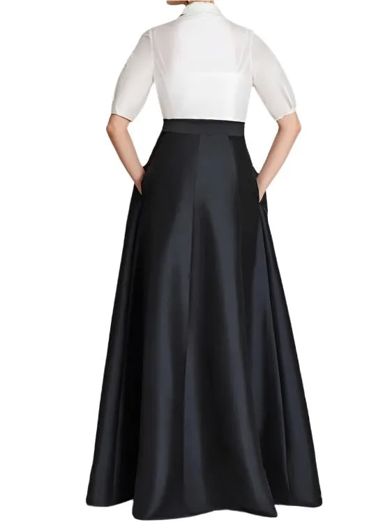 Elegant Shirt Collar Short Sleeves Floor Length Mother Of The Bride Dresses