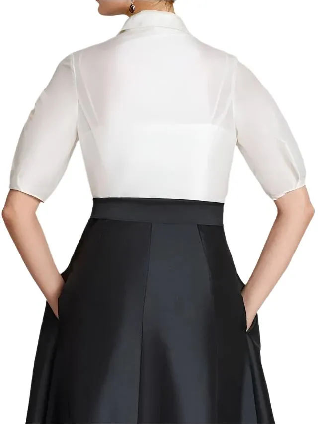 Elegant Shirt Collar Short Sleeves Floor Length Mother Of The Bride Dresses