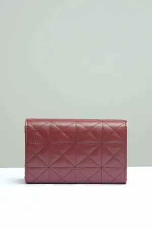 Embossed Chain Square Bag - Burgundy - FD ⚡