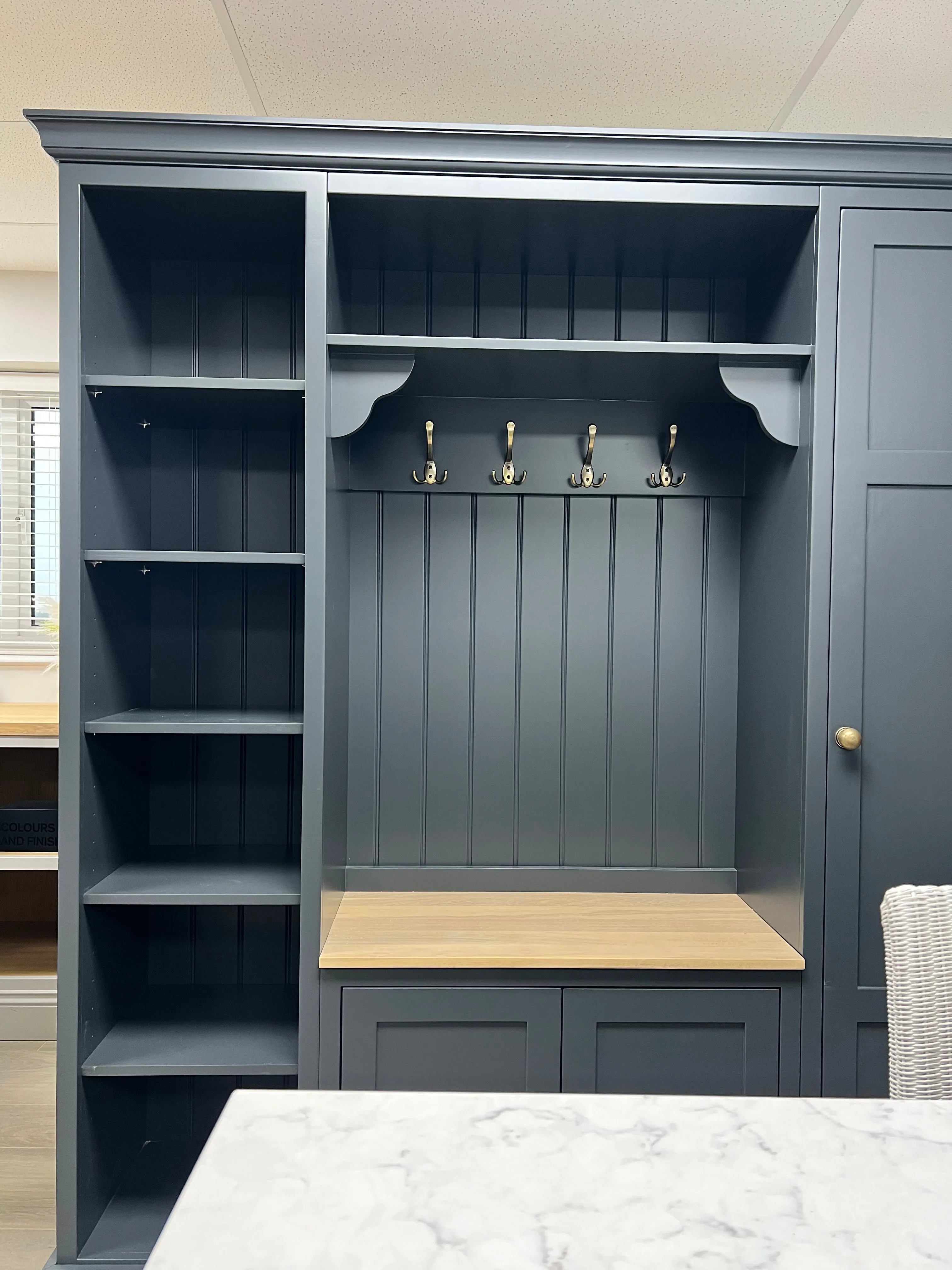 EX DISPLAY Country Boot Room Bench w/ Open Shelving