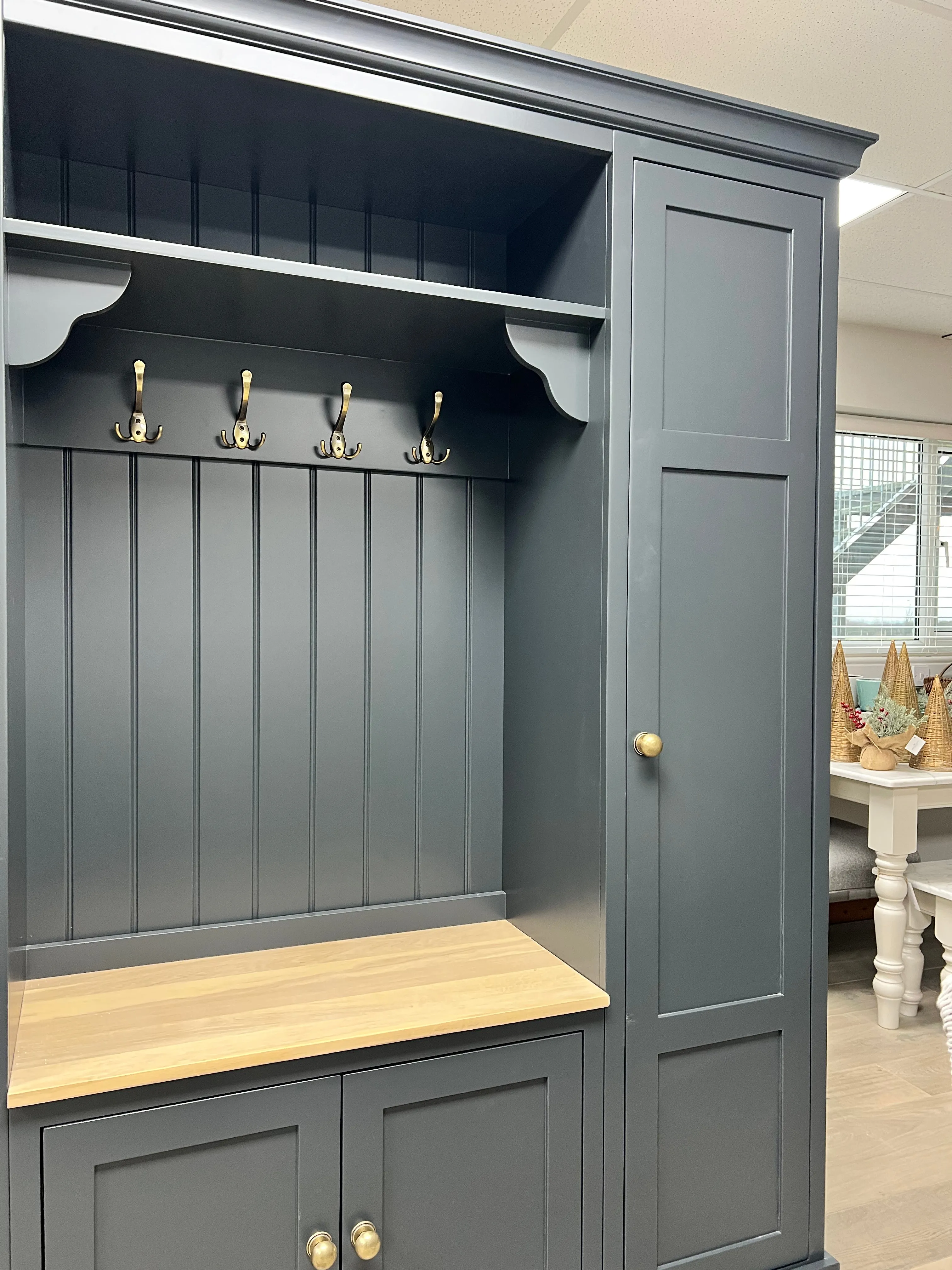 EX DISPLAY Country Boot Room Bench w/ Open Shelving