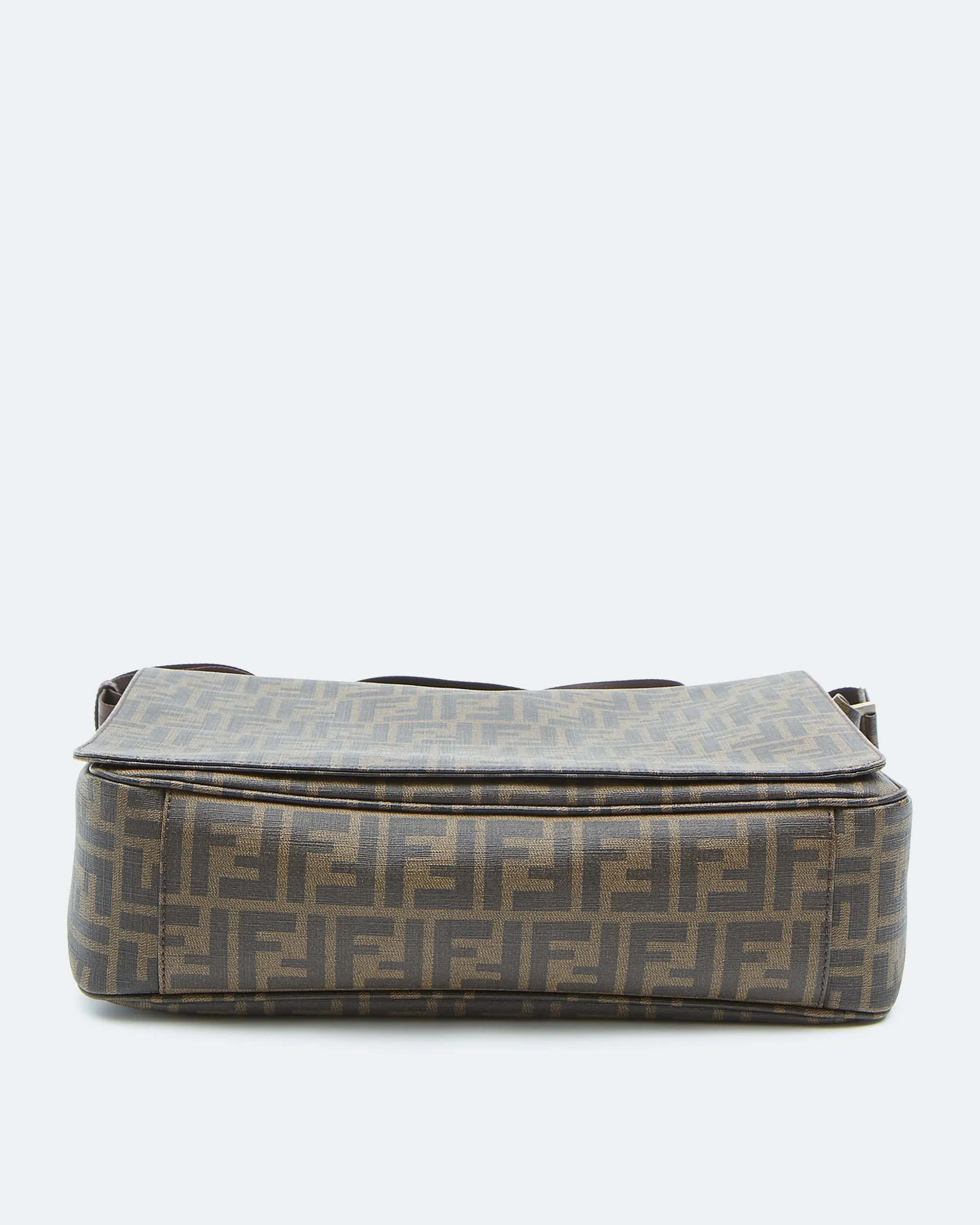 Fendi Brown Zucca Print Canvas Messenger Crossbody Flap Bag