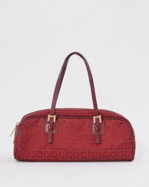 Fendi Red Zucchino Print Top Handle Bag