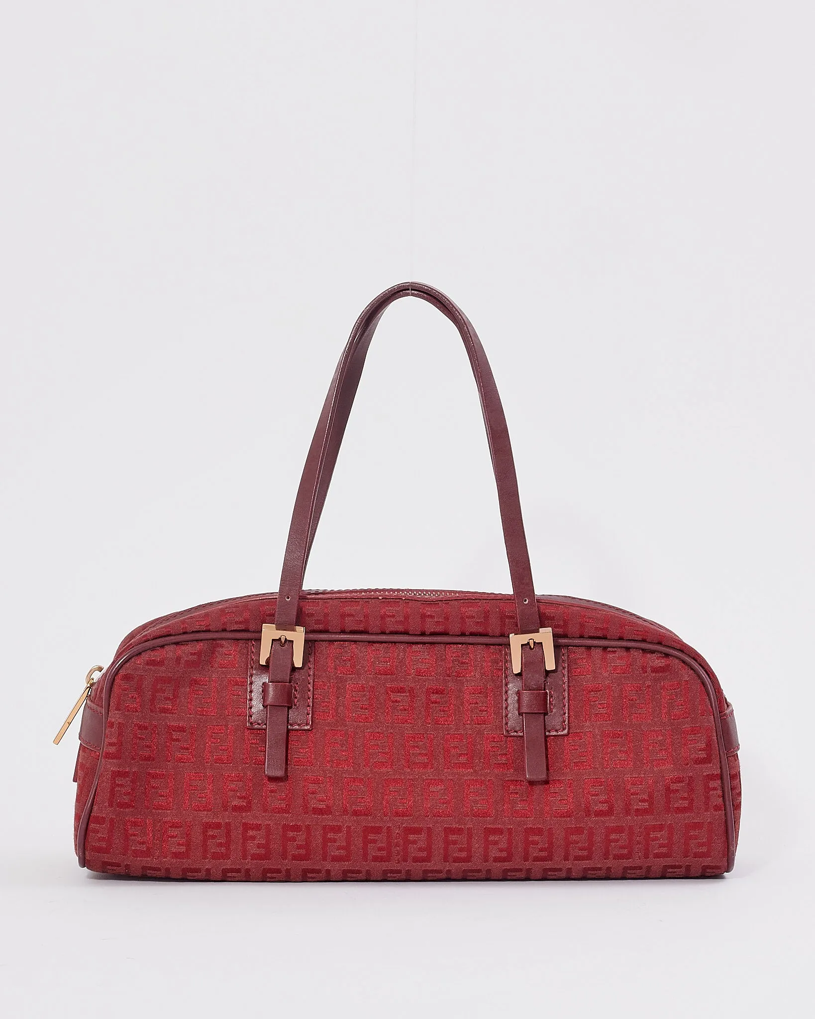 Fendi Red Zucchino Print Top Handle Bag