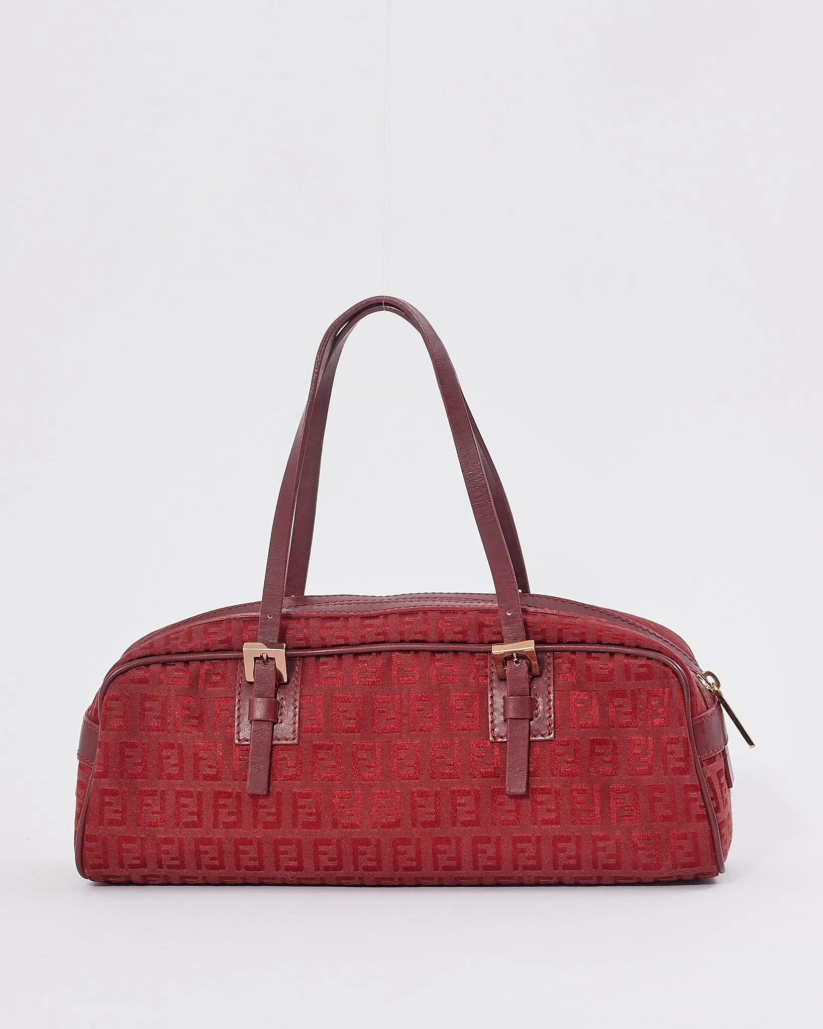 Fendi Red Zucchino Print Top Handle Bag