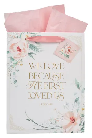 First Loved Us Peachy Floral Large Portrait Gift Bag