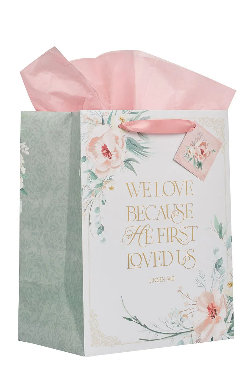 First Loved Us Peachy Floral Large Portrait Gift Bag
