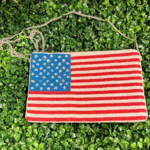 Flag Beaded Clutch Bag