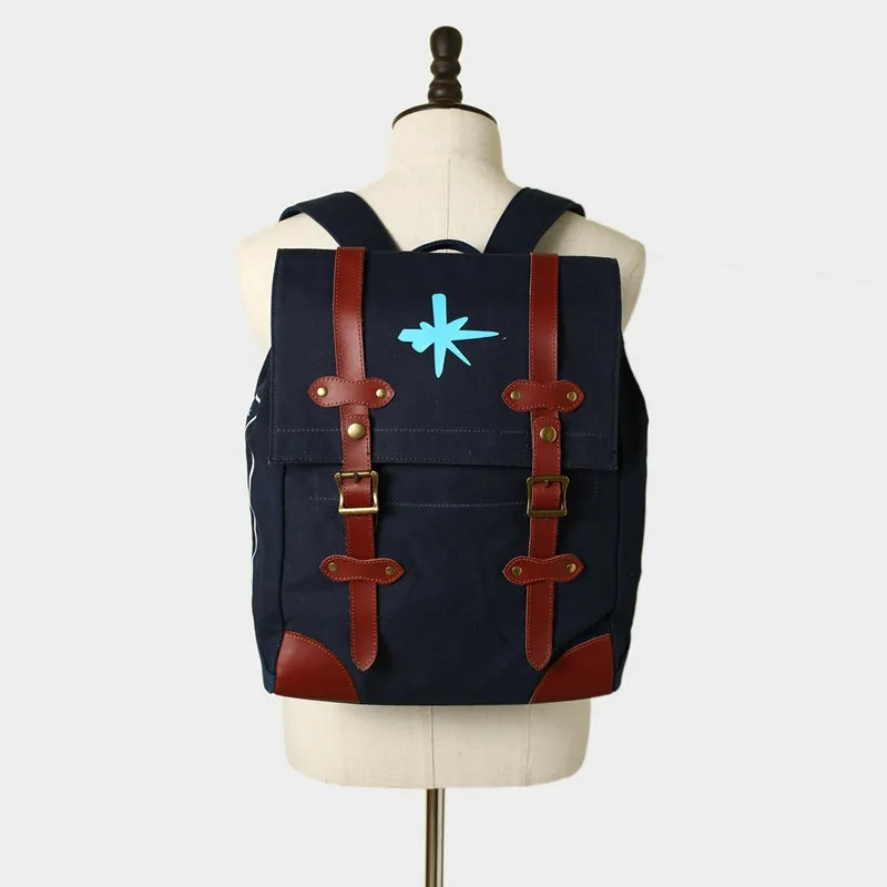 Flash Sale Men's Canvas Leather Hiking Travel Backpack Rucksack School Bag TB310