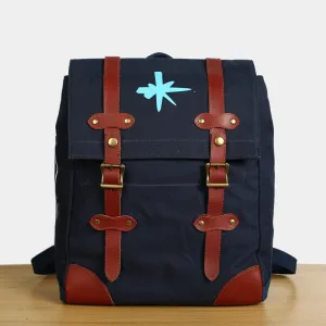 Flash Sale Men's Canvas Leather Hiking Travel Backpack Rucksack School Bag TB310