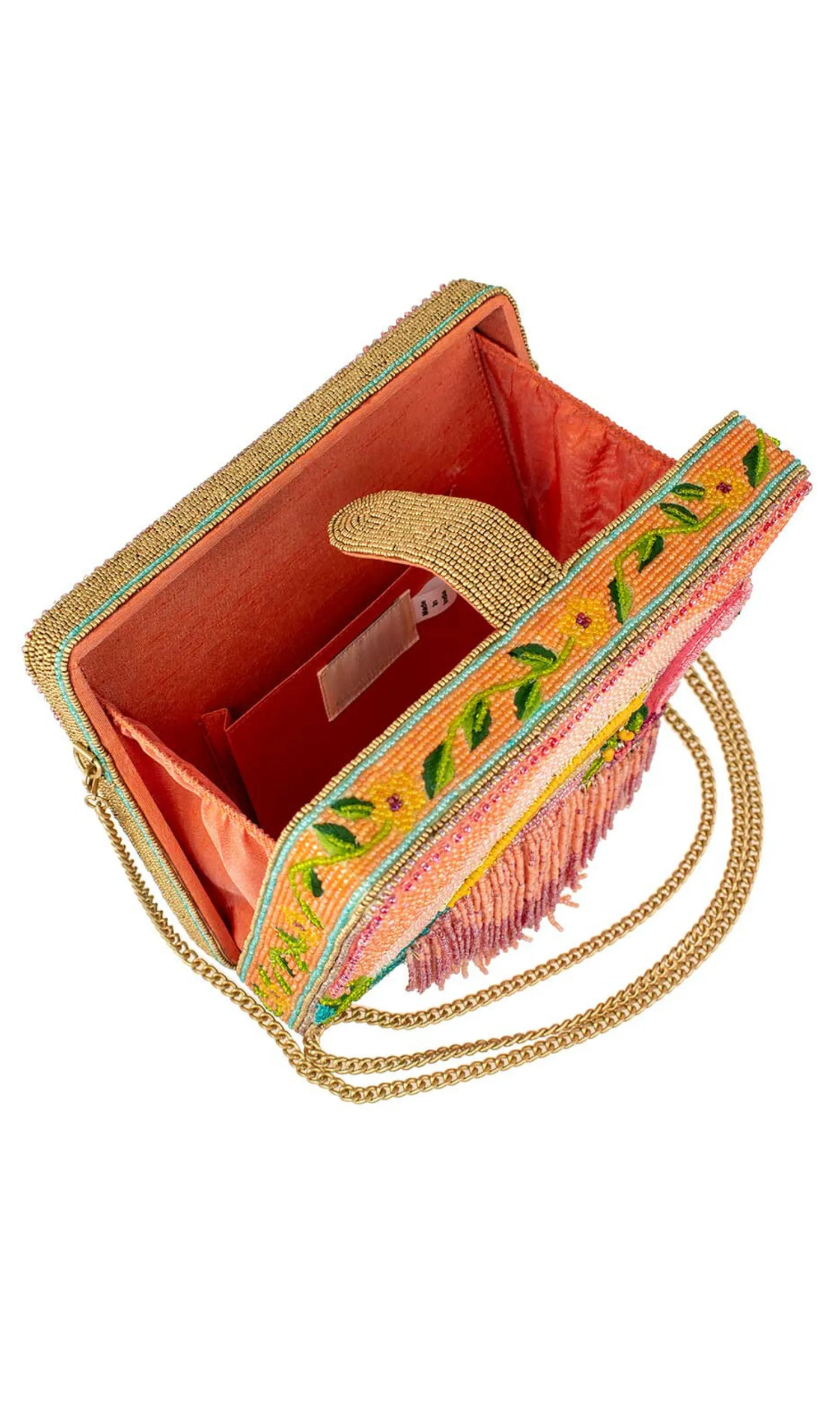 Frilly Flamingo Beaded Crossbody Clutch