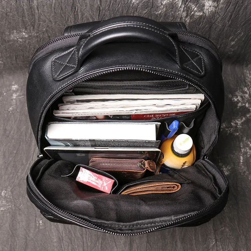 Full Grain Leather Backpack For Men, Leather Travel Backpack Stylish Laptop Backpack